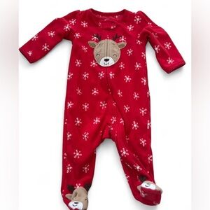 Festive Red Reindeer Kids Sleep and Play Onesie  Pajama